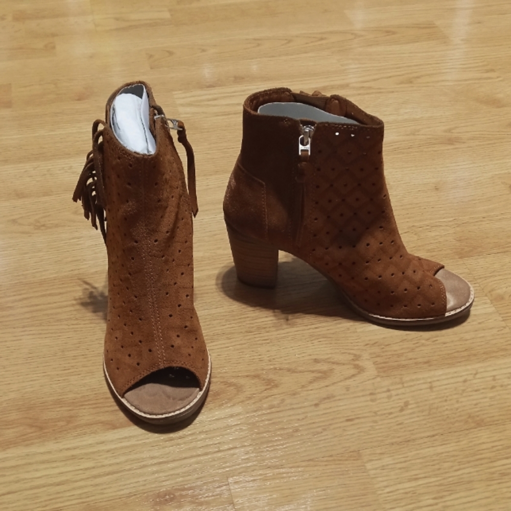 TOMS Majorca Peep Toe Boots. WORN ONCE. EUC